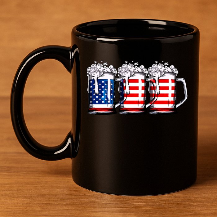 Beer American Flag 4th Of July Merica Drinking Usa 11oz C Handle Ceramic Mug