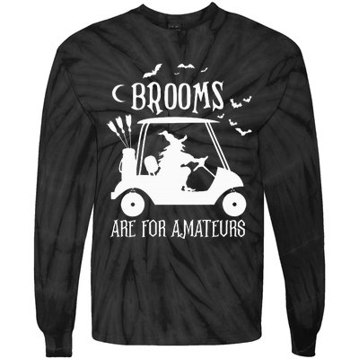 Brooms Are For Amateurs Witch Riding Golf Cart Halloween Tie-Dye Long Sleeve Shirt