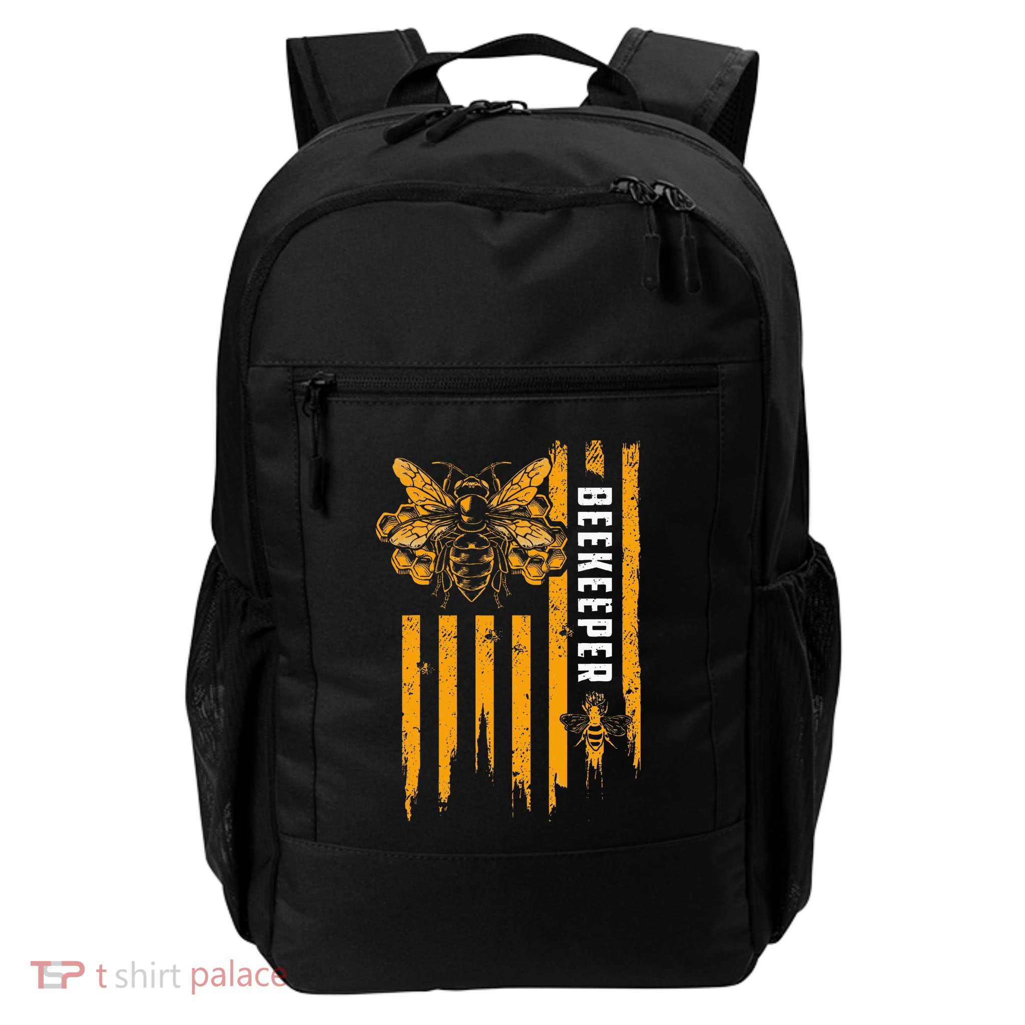 Beekeeping American Flag Honeycomb Honey Bees Beekeeper Daily Commute Backpack