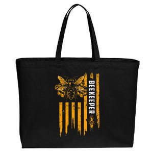 Beekeeping American Flag Honeycomb Honey Bees Beekeeper Cotton Canvas Jumbo Tote