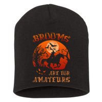 Brooms Are For Amateurs Witch Riding Horse Halloween Short Acrylic Beanie