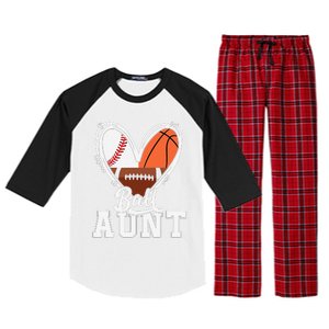 Ball Aunt Funny Baseball Football Basketball Aunt Raglan Sleeve Pajama Set