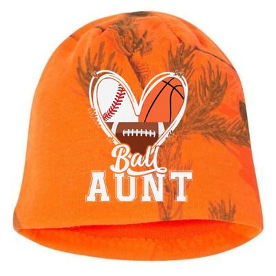 Ball Aunt Funny Baseball Football Basketball Aunt Kati - Camo Knit Beanie