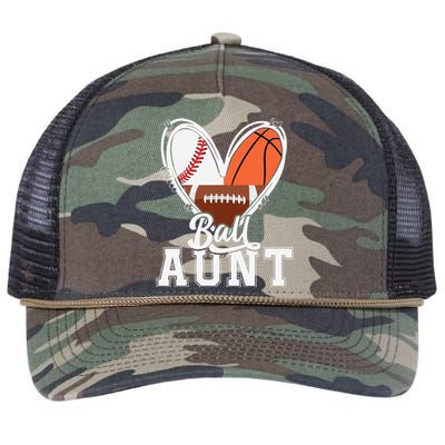 Ball Aunt Funny Baseball Football Basketball Aunt Retro Rope Trucker Hat Cap