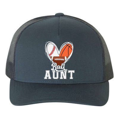 Ball Aunt Funny Baseball Football Basketball Aunt Yupoong Adult 5-Panel Trucker Hat