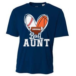 Ball Aunt Funny Baseball Football Basketball Aunt Cooling Performance Crew T-Shirt