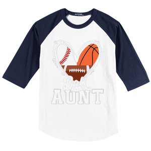 Ball Aunt Funny Baseball Football Basketball Aunt Baseball Sleeve Shirt