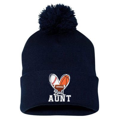 Ball Aunt Funny Baseball Football Basketball Aunt Pom Pom 12in Knit Beanie