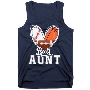 Ball Aunt Funny Baseball Football Basketball Aunt Tank Top