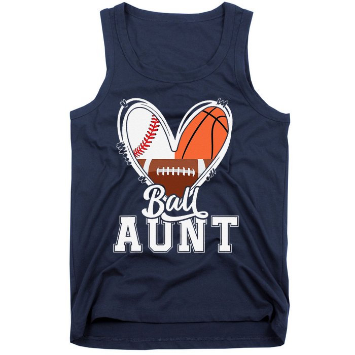 Ball Aunt Funny Baseball Football Basketball Aunt Tank Top