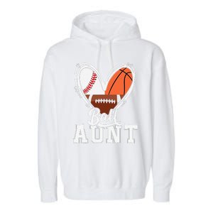 Ball Aunt Funny Baseball Football Basketball Aunt Garment-Dyed Fleece Hoodie