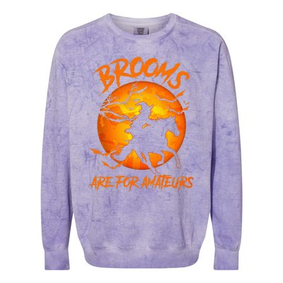 Brooms Are For Amateurs Witch Riding Horse Halloween Colorblast Crewneck Sweatshirt