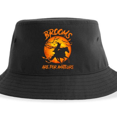 Brooms Are For Amateurs Witch Riding Horse Halloween Sustainable Bucket Hat