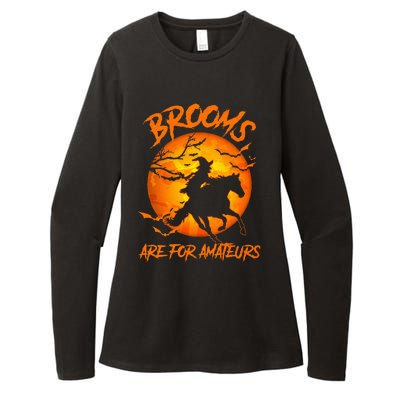 Brooms Are For Amateurs Witch Riding Horse Halloween Womens CVC Long Sleeve Shirt