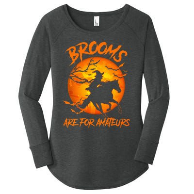 Brooms Are For Amateurs Witch Riding Horse Halloween Women's Perfect Tri Tunic Long Sleeve Shirt