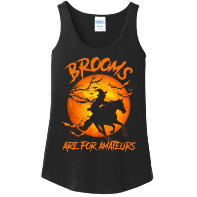 Brooms Are For Amateurs Witch Riding Horse Halloween Ladies Essential Tank