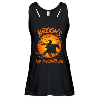 Brooms Are For Amateurs Witch Riding Horse Halloween Ladies Essential Flowy Tank