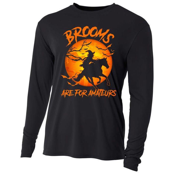 Brooms Are For Amateurs Witch Riding Horse Halloween Cooling Performance Long Sleeve Crew