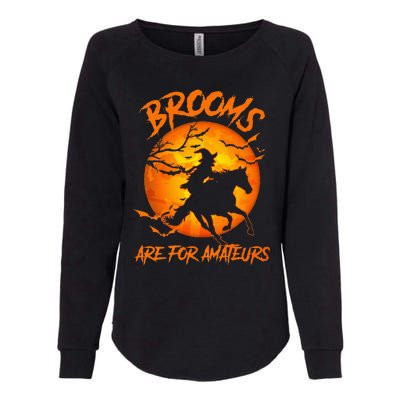 Brooms Are For Amateurs Witch Riding Horse Halloween Womens California Wash Sweatshirt