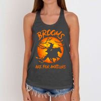 Brooms Are For Amateurs Witch Riding Horse Halloween Women's Knotted Racerback Tank