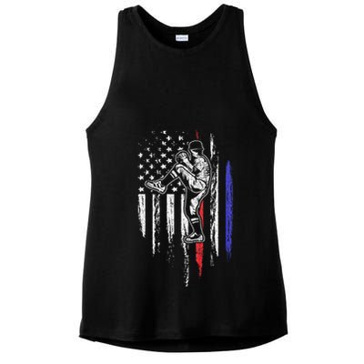 Baseball American Flag Pitcher Usa Pitching 4th Of July Gift Ladies PosiCharge Tri-Blend Wicking Tank