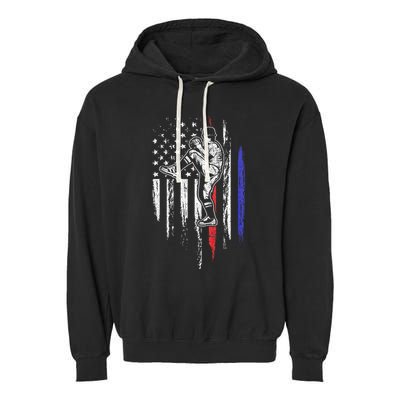 Baseball American Flag Pitcher Usa Pitching 4th Of July Gift Garment-Dyed Fleece Hoodie