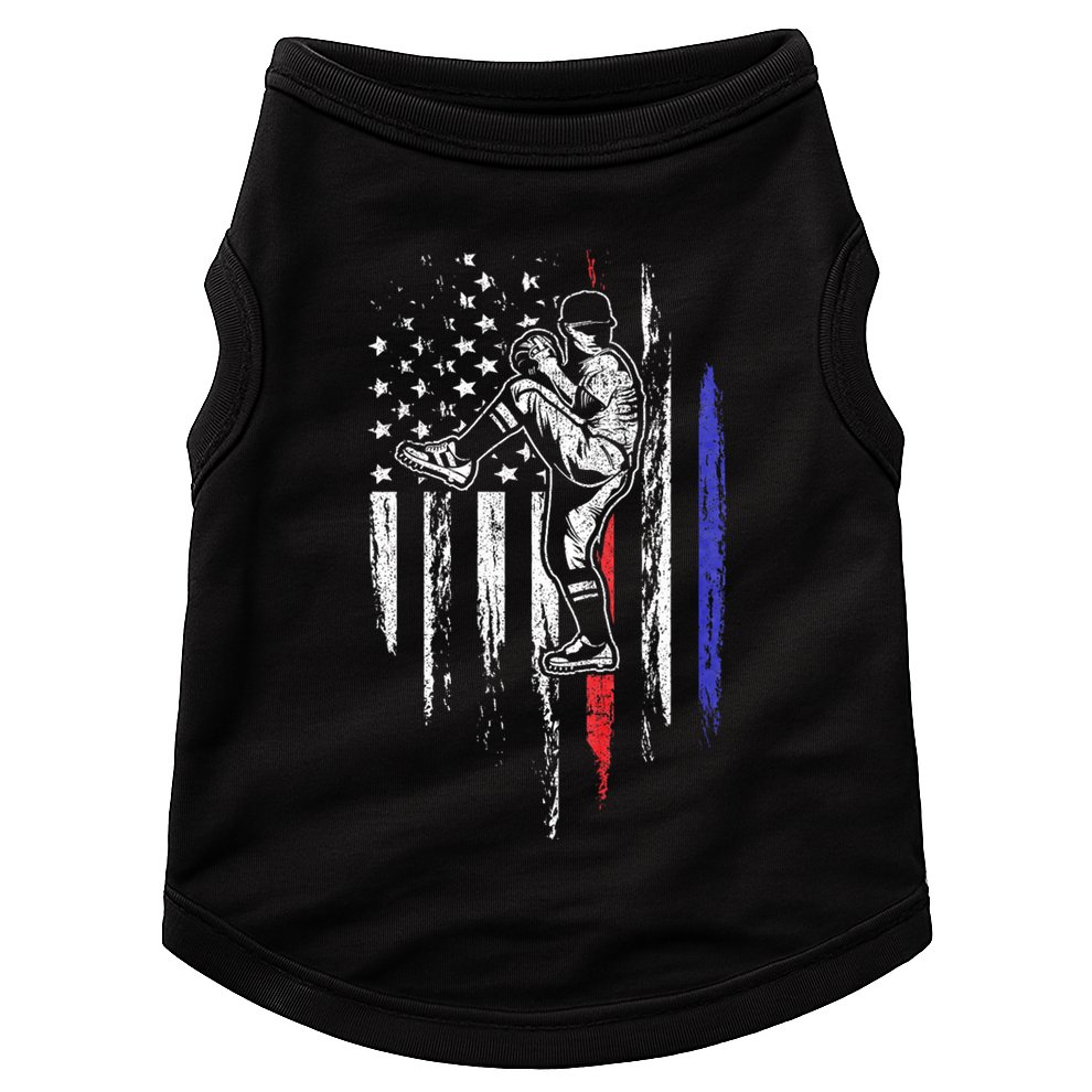Baseball American Flag Pitcher Usa Pitching 4th Of July Gift Doggie Tank