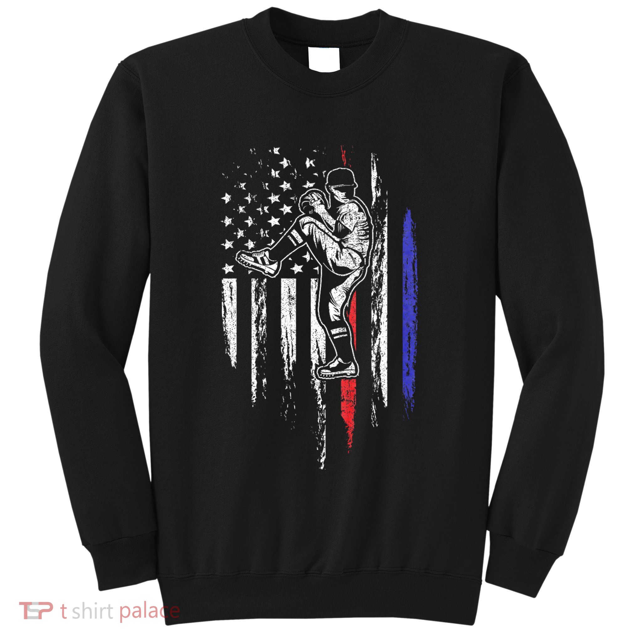 Baseball American Flag Pitcher Usa Pitching 4th Of July Gift Sweatshirt