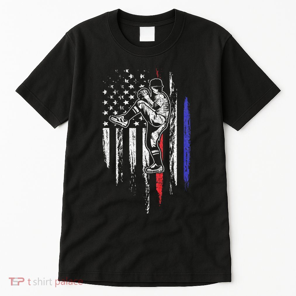 Baseball American Flag Pitcher Usa Pitching 4th Of July Gift Tall T-Shirt