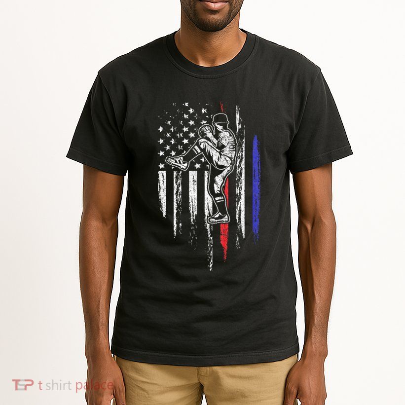 Baseball American Flag Pitcher Usa Pitching 4th Of July Gift Tall T-Shirt