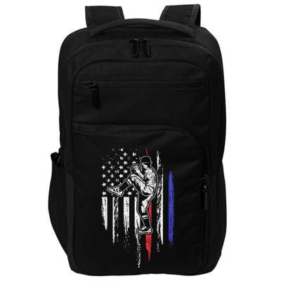 Baseball American Flag Pitcher Usa Pitching 4th Of July Gift Impact Tech Backpack