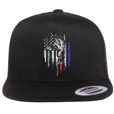Baseball American Flag Pitcher Usa Pitching 4th Of July Gift Flatbill Hat