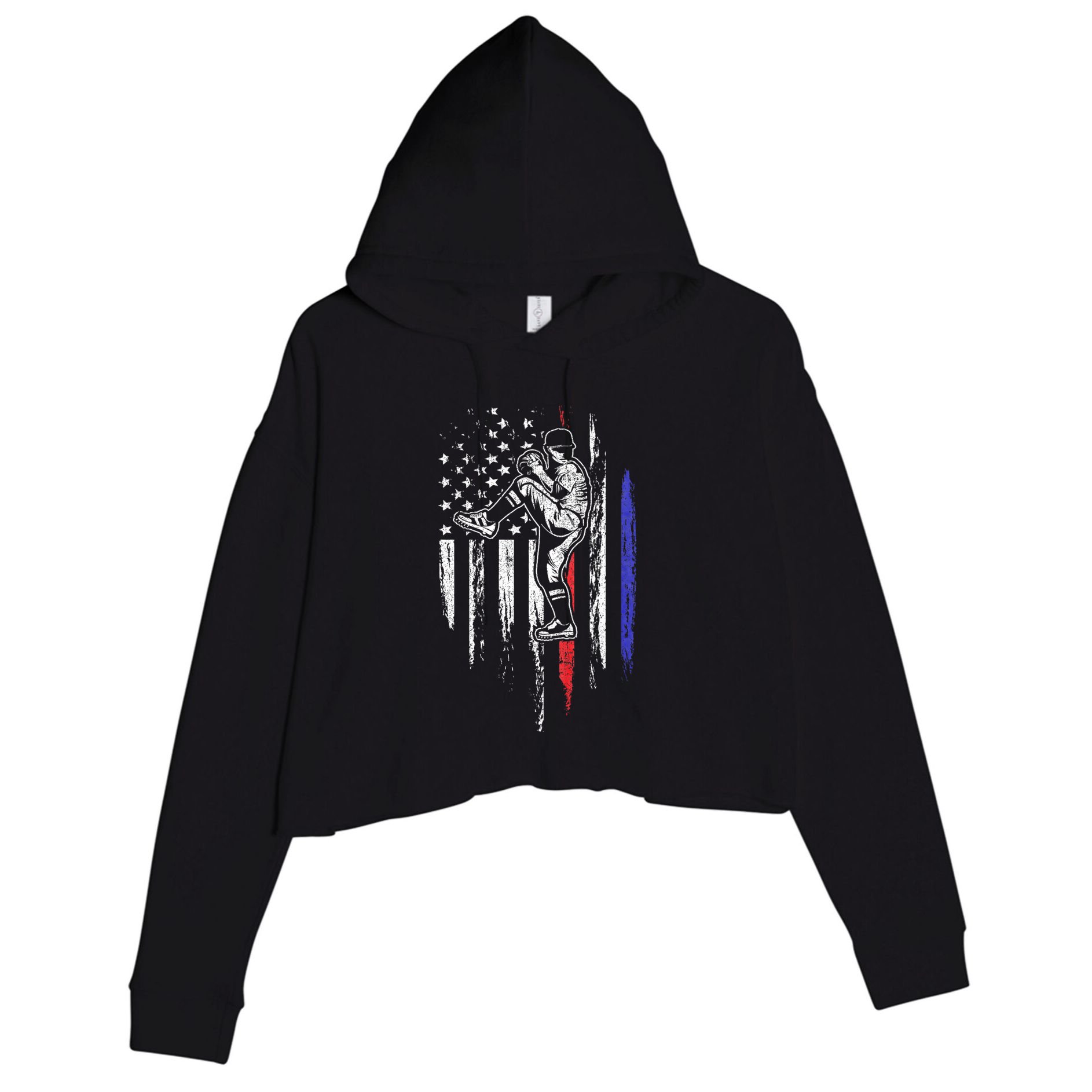 Baseball American Flag Pitcher Usa Pitching 4th Of July Gift Crop Fleece Hoodie