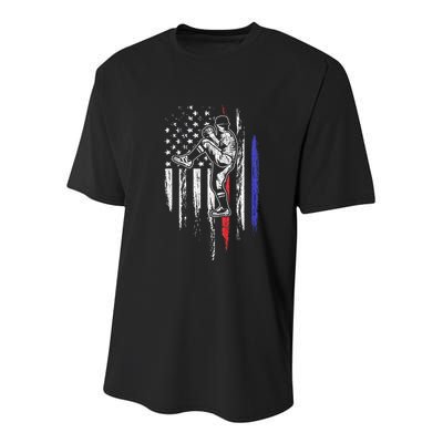 Baseball American Flag Pitcher Usa Pitching 4th Of July Gift Youth Performance Sprint T-Shirt