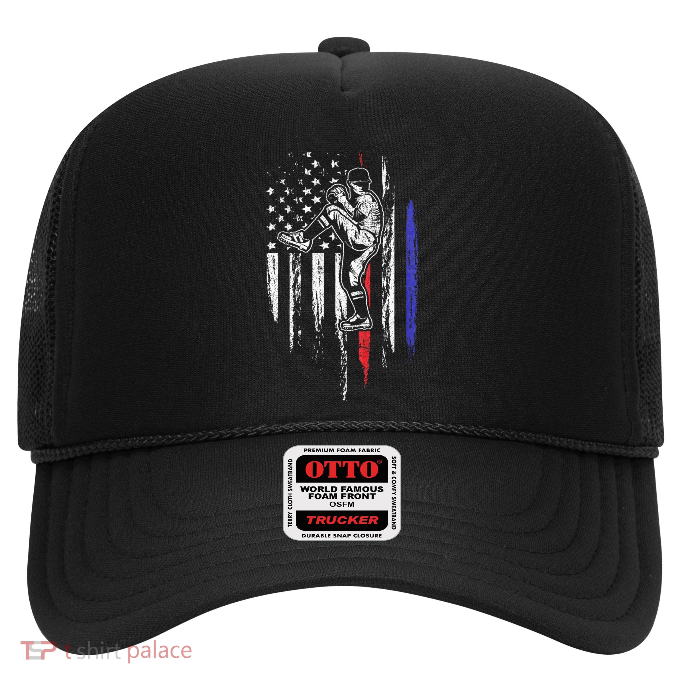 Baseball American Flag Pitcher Usa Pitching 4th Of July Gift Trucker Hat