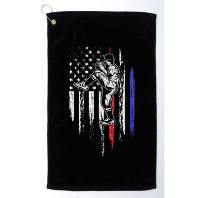 Baseball American Flag Pitcher Usa Pitching 4th Of July Gift Golf Towel