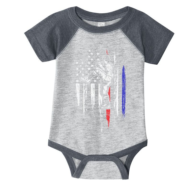 Baseball American Flag Pitcher Usa Pitching 4th Of July Gift Infant Baby Jersey Bodysuit