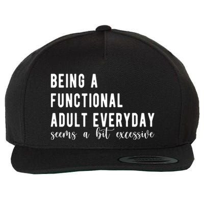 Being A Functional Adult Everyday Seems A Bit Excessive Funny Wool Snapback Cap