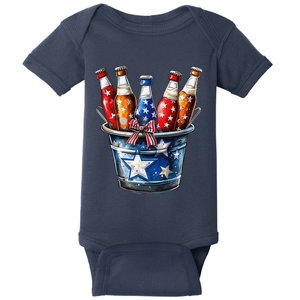 Beer American Flag 4th Of July Merica Usa Drinking Baby Bodysuit