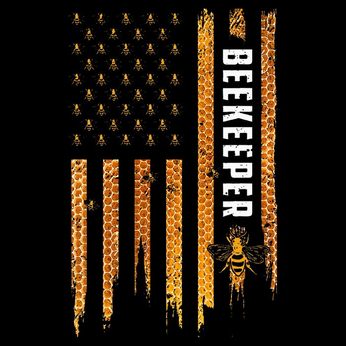 Beekeeping American Flag Honeycomb Honey Bees Drawstring Bag