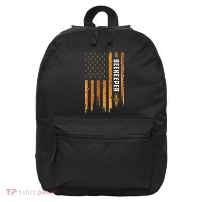 Beekeeping American Flag Honeycomb Honey Bees 16 in Basic Backpack