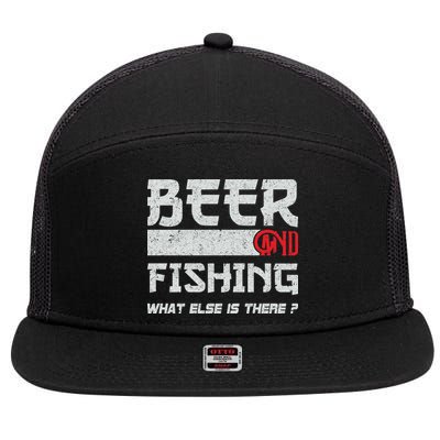 Beer And Fishing What Else Is There Funny Fishing Meme 7 Panel Mesh Trucker Snapback Hat