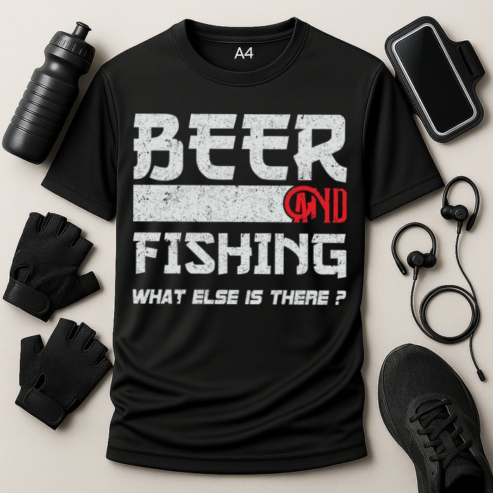 Beer And Fishing What Else Is There Funny Fishing Meme Cooling Performance Crew T-Shirt