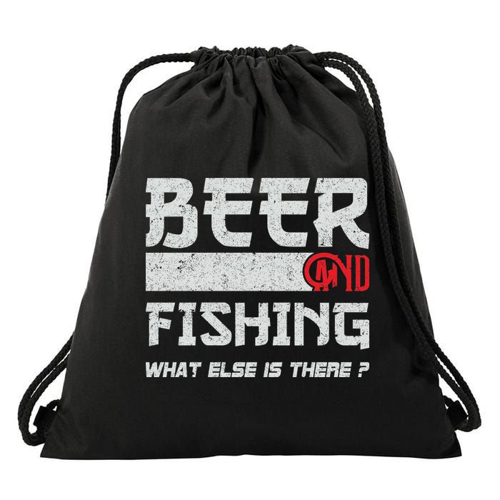 Beer And Fishing What Else Is There Funny Fishing Meme Drawstring Bag