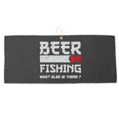 Beer And Fishing What Else Is There Funny Fishing Meme Large Microfiber Waffle Golf Towel