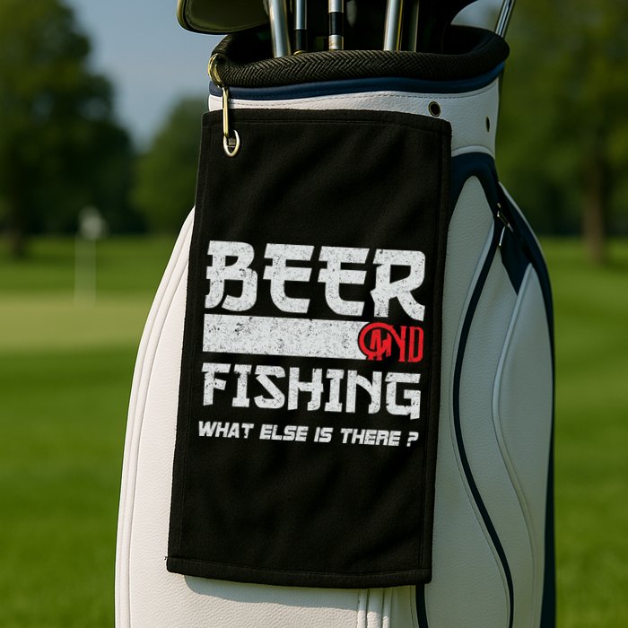 Beer And Fishing What Else Is There Funny Fishing Meme Golf Towel