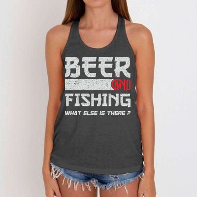 Beer And Fishing What Else Is There Funny Fishing Meme Women's Knotted Racerback Tank