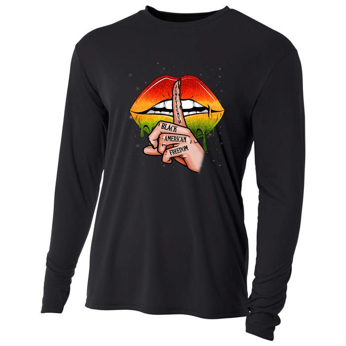 Black American Freedom Sexy Lips Juneteenth Day Gift African Pride Cooling Performance Long Sleeve Crew