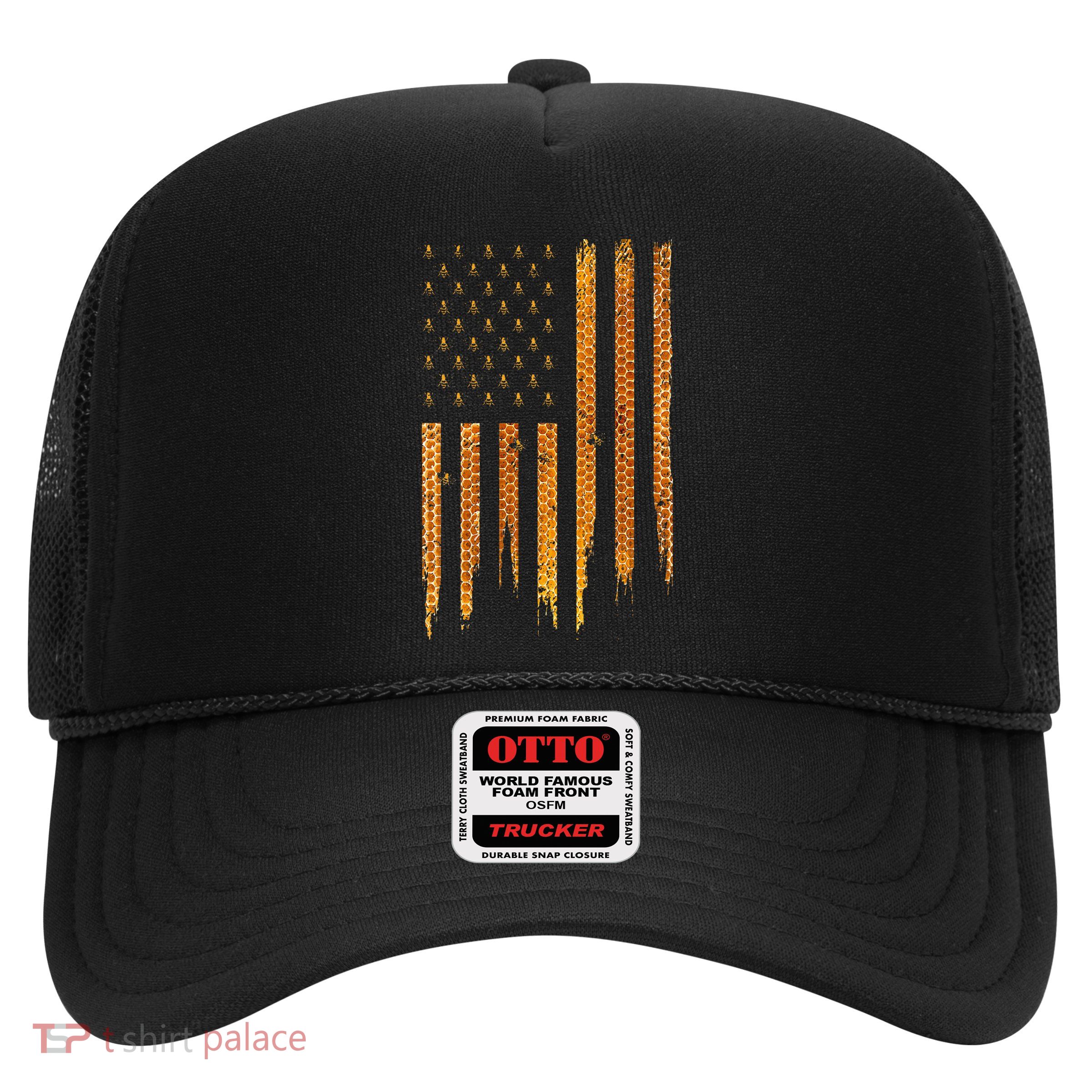 Beekeeping American Flag Honeycomb Honey Bees Beekeeper Trucker Hat