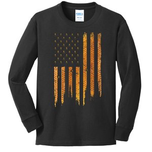 Beekeeping American Flag Honeycomb Honey Bees Beekeeper Kids Long Sleeve Shirt